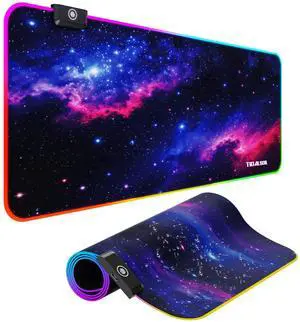 TIDALSOIL RGB Gaming Mouse Pad, Oversized Mouse Mat with 12 Light Modes, Non-Slip Rubber Base, Large Computer Keyboard Mouse Pad for PC Gaming, Office, 800 x 300 x 3 mm, Starry Sky TIDALSOIL RGB Gaming Mouse Pad, Oversized Mouse Mat with 12 Light Modes, Non-Slip Rubber Base, Large Computer Keyboard Mouse Pad for PC Gaming, Office, 800 x 300 x 3 mm, Starry Sky