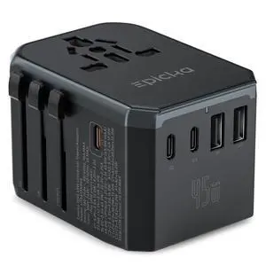 EPICKA Universal Travel Adapter GaN 45W, European Travel Plug Adapter with PD&QC Fast Charging(2 USB-A & 3 USB-C Ports) - Worldwide Travel Essentials, International Power Adapter for UK/US/AU (Black) EPICKA Universal Travel Adapter GaN 45W, European Travel Plug Adapter with PD&QC Fast Charging(2 USB-A & 3 USB-C Ports) - Worldwide Travel Essentials, International Power Adapter for UK/US/AU (Black)