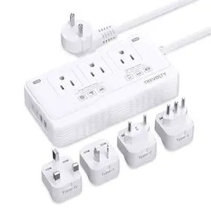 2000W Voltage Converter US to Europe for Hair Dryer, 220V to 110V Converter for European Travel Plug Adapter with 3 AC 2 USBC 2 USBA Ports, Travel Essential with EU UK IT AU Plug (White) 2000W Voltage Converter US to Europe for Hair Dryer, 220V to 110V Converter for European Travel Plug Adapter with 3 AC 2 USBC 2 USBA Ports, Travel Essential with EU UK IT AU Plug (White)