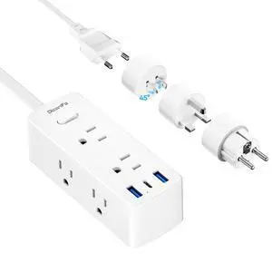 European Travel Plug Adapter, Olcorife Universal Travel Adapter for EU UK US AUS, 6 Outlets 3 USB Ports with 5ft Extension Cord, International Power Adapter for US to Europe UK AUS European Travel Plug Adapter, Olcorife Universal Travel Adapter for EU UK US AUS, 6 Outlets 3 USB Ports with 5ft Extension Cord, International Power Adapter for US to Europe UK AUS