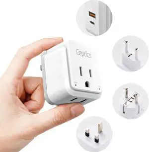 Ceptics European Plug Travel Adapter Set, 20W PD & QC, Safe Dual USB & USB-C - 2 USA Socket - Compact - Use in Germany, France, Italy, UK - Includes Type E/F, Type C, Type G SWadAPt Attachments Ceptics European Plug Travel Adapter Set, 20W PD & QC, Safe Dual USB & USB-C - 2 USA Socket - Compact - Use in Germany, France, Italy, UK - Includes Type E/F, Type C, Type G SWadAPt Attachments