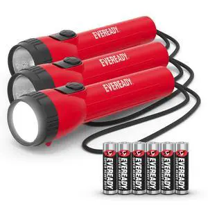 EVEREADY LED Flashlights (3-Pack), Bright Flashlights for Emergencies and Camping Gear, Power Outage Flash Light, AA Batteries Included EVEREADY LED Flashlights (3-Pack), Bright Flashlights for Emergencies and Camping Gear, Power Outage Flash Light, AA Batteries Included