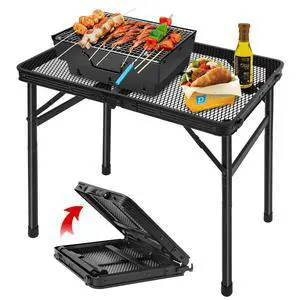 Grovind Folding Grill Table Camping Table with Mesh Desktop, Lightweight & Portable Outdoor Picnic Table, Height Adjustable Portable for Outside Inside Use Grovind Folding Grill Table Camping Table with Mesh Desktop, Lightweight & Portable Outdoor Picnic Table, Height Adjustable Portable for Outside Inside Use