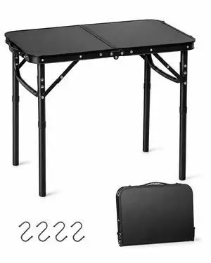 LOFTEY 2025 Reinforced Small Folding Table Portable, Small Foldable Camping Table, Heavy-Duty Mini Folding | 2 Adjustable Height | Lightweight Aluminum with Handle | 25" x 16" x 22", Black LOFTEY 2025 Reinforced Small Folding Table Portable, Small Foldable Camping Table, Heavy-Duty Mini Folding | 2 Adjustable Height | Lightweight Aluminum with Handle | 25" x 16" x 22", Black