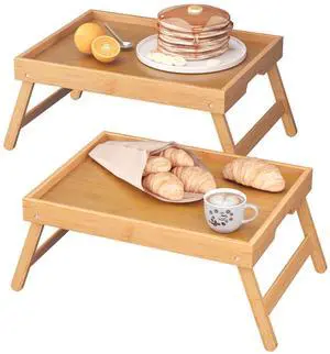 Fibogollo 2 Pack Bamboo Bed Tray Table with Folding Legs,Breakfast Trays,Serving Tray for Food and Snack,Laptop Trays for Working(Natural) Fibogollo 2 Pack Bamboo Bed Tray Table with Folding Legs,Breakfast Trays,Serving Tray for Food and Snack,Laptop Trays for Working(Natural)