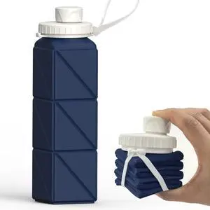 BEAUTAIL Collapsible Water Bottles 20.6oz, Silicone Foldable Portable Travel Water Bottle, BPA-Free, Leakproof Reusable for Traveling Camping Hiking Cycling Yoga Sports Outdoor, 1 Pack (Dark Blue) BEAUTAIL Collapsible Water Bottles 20.6oz, Silicone Foldable Portable Travel Water Bottle, BPA-Free, Leakproof Reusable for Traveling Camping Hiking Cycling Yoga Sports Outdoor, 1 Pack (Dark Blue)