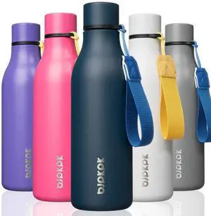 BJPKPK Insulated Water Bottles, 18 oz Stainless Steel Metal Water Bottle with Strap, BPA Free Leak Proof Jugs, Mugs, Flasks, Reusable Thermal Flasks for Sports & Travel, Navy Blue BJPKPK Insulated Water Bottles, 18 oz Stainless Steel Metal Water Bottle with Strap, BPA Free Leak Proof Jugs, Mugs, Flasks, Reusable Thermal Flasks for Sports & Travel, Navy Blue