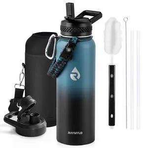 RAYMYLO Insulated Water Bottle 40 oz, Triple Wall Vacuum Stainless Steel (Cold for 36Hrs, Hot for 18Hrs), Leak Proof & Non-BPA, Modern Water Flask Jug with Paracord Handle & Straw Spout Lids RAYMYLO Insulated Water Bottle 40 oz, Triple Wall Vacuum Stainless Steel (Cold for 36Hrs, Hot for 18Hrs), Leak Proof & Non-BPA, Modern Water Flask Jug with Paracord Handle & Straw Spout Lids