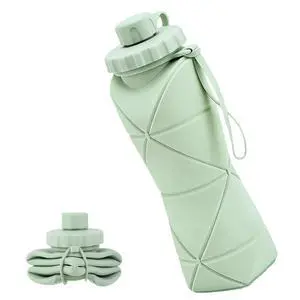 Denavio Collapsible Water Bottles 20oz (600ml), BPA-Free Silicone Foldable Portable Lightweight Reusable Water Bottle with Leak-Proof Lid & Lanyard for Outdoor Travel Cycling Gym & Camping (Green) Denavio Collapsible Water Bottles 20oz (600ml), BPA-Free Silicone Foldable Portable Lightweight Reusable Water Bottle with Leak-Proof Lid & Lanyard for Outdoor Travel Cycling Gym & Camping (Green)