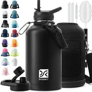 DYSANKY Insulated Water Bottle | Thickened Stainless Steel Vacuum Metal | Portable Sports Half Gallon Large Water Jug for Gym and Hiking with Straw, Carrier Bag, Handle Strap | BPA-Free 64 oz DYSANKY Insulated Water Bottle | Thickened Stainless Steel Vacuum Metal | Portable Sports Half Gallon Large Water Jug for Gym and Hiking with Straw, Carrier Bag, Handle Strap | BPA-Free 64 oz