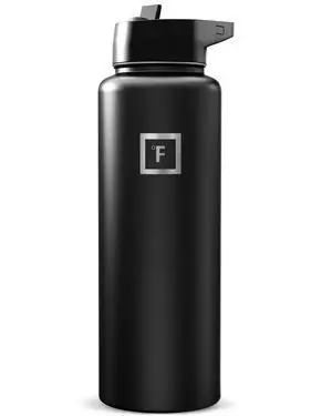 IRON °FLASK Camping & Hiking Hydration Flask with Straw, Wide Mouth Insulated Stainless Steel Sports Water Bottle - 40 oz Midnight Black IRON °FLASK Camping & Hiking Hydration Flask with Straw, Wide Mouth Insulated Stainless Steel Sports Water Bottle - 40 oz Midnight Black