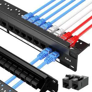 LinkNexa 24 Port Patch Panel, Keystone Patch Panel 24 Port Loaded with RJ45 Couplers Plus 2 Spare, 10G Pass-Through, UTP 19-Inch 1U Ethernet Panel with Removable Back Bar for Cat5, Cat5e, Cat6 Cabling LinkNexa 24 Port Patch Panel, Keystone Patch Panel 24 Port Loaded with RJ45 Couplers Plus 2 Spare, 10G Pass-Through, UTP 19-Inch 1U Ethernet Panel with Removable Back Bar for Cat5, Cat5e, Cat6 Cabling