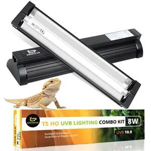T5 UVB Reptile Light Fixture Combo Kit 8W 10.0 Complete HO UVB Light for Reptiles with 12.44" Terrarium Hood, Desert UVB Bulb for Bearded Dragon Gecko Tortoise Lizard Easy to Install and Use T5 UVB Reptile Light Fixture Combo Kit 8W 10.0 Complete HO UVB Light for Reptiles with 12.44" Terrarium Hood, Desert UVB Bulb for Bearded Dragon Gecko Tortoise Lizard Easy to Install and Use