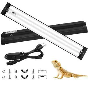 T5 10.0 UVB Reptile Light Fixture Combo Kit, 24W High Output UVA UVB Light with Upgraded Wider Alloy Reflector for Bearded Dragons Lizards Tortoises and Other Desert or Tropical Reptiles (22.7Inch) T5 10.0 UVB Reptile Light Fixture Combo Kit, 24W High Output UVA UVB Light with Upgraded Wider Alloy Reflector for Bearded Dragons Lizards Tortoises and Other Desert or Tropical Reptiles (22.7Inch)