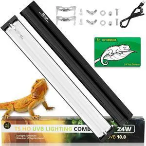 T5 UVB Reptile Light Fixture Combo Kit 24W: 10.0 UVB Light for Reptiles Terrarium Hood Comes with Ho UVB Lamp, 22'' Linear UVB Light Bar for Desert Bearded Dragon,Turtle,Gecko - UV Sensor Test Card T5 UVB Reptile Light Fixture Combo Kit 24W: 10.0 UVB Light for Reptiles Terrarium Hood Comes with Ho UVB Lamp, 22'' Linear UVB Light Bar for Desert Bearded Dragon,Turtle,Gecko - UV Sensor Test Card