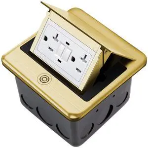 Vagueior Pop Up Floor Electrical Outlet with 20 Amp Stainless Steel GFCI Tamper Resistant Receptacle Outlet Kit Waterproof Cover Box, Corrosive Resistant Hardware, ETL Listed, Brass Vagueior Pop Up Floor Electrical Outlet with 20 Amp Stainless Steel GFCI Tamper Resistant Receptacle Outlet Kit Waterproof Cover Box, Corrosive Resistant Hardware, ETL Listed, Brass