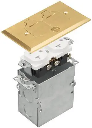 SELECT Lighting SLFB-TR20-BR 20A Receptacle Outlets, Tamper Resistant Electrical Floor Box with Flip Lid and Brass Cover, Retractable Recessed Socket for Kitchen, Countertops & Floors SELECT Lighting SLFB-TR20-BR 20A Receptacle Outlets, Tamper Resistant Electrical Floor Box with Flip Lid and Brass Cover, Retractable Recessed Socket for Kitchen, Countertops & Floors