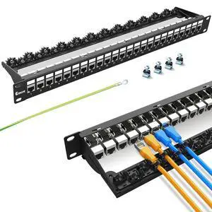 Enmane 24Port Patch Panel Cat6 Keystone Patch Panel(EC Listed) RJ45 Patch Panel Network Patch Panel with Smart Cable Management for 19inch Rackmount(Shielded) Enmane 24Port Patch Panel Cat6 Keystone Patch Panel(EC Listed) RJ45 Patch Panel Network Patch Panel with Smart Cable Management for 19inch Rackmount(Shielded)