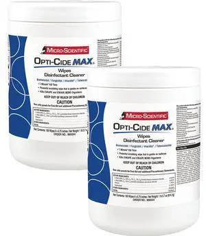 Micro-Scientific Opti-Cide Max Disinfecting Wipes (2 Pack) - 320 Wipes - Hospital Grade EPA Registered Disinfectant Cleaner Micro-Scientific Opti-Cide Max Disinfecting Wipes (2 Pack) - 320 Wipes - Hospital Grade EPA Registered Disinfectant Cleaner