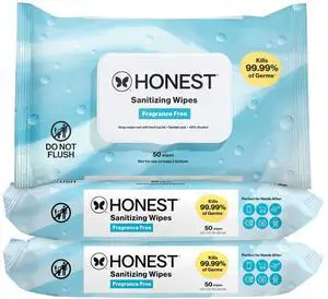 The Honest Company Fragrance-Free Sanitizing Alcohol Wipes, Antibacterial with Aloe, Kills 99% of Germs, 150 Count The Honest Company Fragrance-Free Sanitizing Alcohol Wipes, Antibacterial with Aloe, Kills 99% of Germs, 150 Count