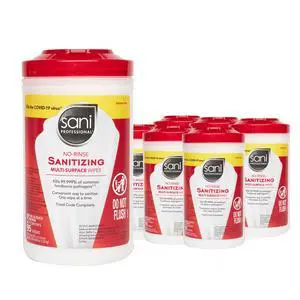 PDI Sani-Professional Sanitizing Wipes, No-Rinse Multi-Surface Cleaning for Food Contact Surfaces, Kitchens, Restuarants Tables, 95 Large 7.75" x 9" Count per Canister, Pack of 6 PDI Sani-Professional Sanitizing Wipes, No-Rinse Multi-Surface Cleaning for Food Contact Surfaces, Kitchens, Restuarants Tables, 95 Large 7.75" x 9" Count per Canister, Pack of 6