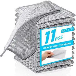 11 PCS Upgraded 3-Layer Non-Scratch Wire Dishcloths Steel Wire Dish Cloths for Kitchen, Dish Towels & Wire Dishwashing Rags Reusable Wire Rags for Cleaning Cookware, Dishes, Sinks 8.66 x 8.66 11 PCS Upgraded 3-Layer Non-Scratch Wire Dishcloths Steel Wire Dish Cloths for Kitchen, Dish Towels & Wire Dishwashing Rags Reusable Wire Rags for Cleaning Cookware, Dishes, Sinks 8.66 x 8.66