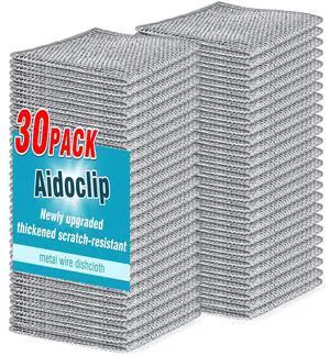Aidoclip 30PCS Non Scratch Steel Wool Dishcloth Scrubber Pads Kitchen Set Aidoclip 30PCS Non Scratch Steel Wool Dishcloth Scrubber Pads Kitchen Set