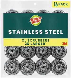 Scotch-Brite Stainless Steel Scrubbers, Ideal for Uncoated Cookware, 16 Scrubbers Scotch-Brite Stainless Steel Scrubbers, Ideal for Uncoated Cookware, 16 Scrubbers