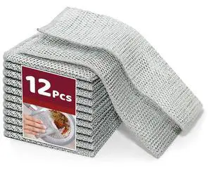 levateeta 12 PCS Non-Scratch Wire Dishcloths - Metal Dish Cloth with Double Layer Multipurpose Steel Wrie Diswashing Rag for Washing Dishes & Stainless Steel, Cleaning Towels Wipes for Kitchen levateeta 12 PCS Non-Scratch Wire Dishcloths - Metal Dish Cloth with Double Layer Multipurpose Steel Wrie Diswashing Rag for Washing Dishes & Stainless Steel, Cleaning Towels Wipes for Kitchen