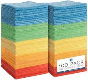 S&T INC. 100 Pack Microfiber Cleaning Cloth, Bulk Towels for Home, Reusable Microfiber Towels for Cars, Cleaning Rags, Assorted, 11.5 Inches x 11.5 Inches, 100 Count S&T INC. 100 Pack Microfiber Cleaning Cloth, Bulk Towels for Home, Reusable Microfiber Towels for Cars, Cleaning Rags, Assorted, 11.5 Inches x 11.5 Inches, 100 Count