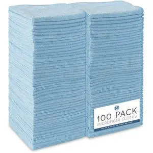 S&T INC. Microfiber Cleaning Cloth, Bulk Microfiber Towel for Home, Reusable and Lint Free Cloth Towels for Car, Light Blue, 11.5 Inch x 11.5 Inch, 100 Pack S&T INC. Microfiber Cleaning Cloth, Bulk Microfiber Towel for Home, Reusable and Lint Free Cloth Towels for Car, Light Blue, 11.5 Inch x 11.5 Inch, 100 Pack
