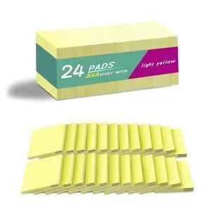 (24 Pads) Sticky Notes 3x3 in Yellow, Strong Adhesive, Clean Removal, Recyclable, Self-Stick Pads, Easy to Post for Home, Office, Notebook (24 Pads) Sticky Notes 3x3 in Yellow, Strong Adhesive, Clean Removal, Recyclable, Self-Stick Pads, Easy to Post for Home, Office, Notebook