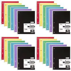 Mead Spiral Notebook, 24 Pack, 1 Subject, Wide Ruled Paper, 7-1/2" x 10-1/2", 70 Sheets per Notebook, Colors Will Vary (930203-ECM25) Mead Spiral Notebook, 24 Pack, 1 Subject, Wide Ruled Paper, 7-1/2" x 10-1/2", 70 Sheets per Notebook, Colors Will Vary (930203-ECM25)