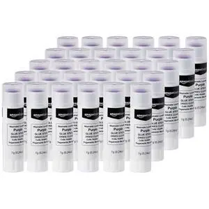 Amazon Basics Purple Washable School Glue Sticks for Classroom Supplies and Crafting, Dries Clear, 0.24-oz Stick, 30-Pack Amazon Basics Purple Washable School Glue Sticks for Classroom Supplies and Crafting, Dries Clear, 0.24-oz Stick, 30-Pack