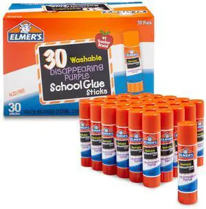 Elmer's Disappearing Purple School Glue Sticks, Washable, 7 Grams, 30 Count - Posters, Back to School, Bulk Pack for Classrooms, #1 Teacher Brand Elmer's Disappearing Purple School Glue Sticks, Washable, 7 Grams, 30 Count - Posters, Back to School, Bulk Pack for Classrooms, #1 Teacher Brand