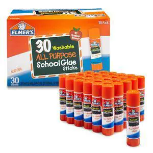 Elmer's All Purpose School Glue Sticks, Acid-Free and Washable, Clear, 7 Grams, 30 Count - Craft Projects, Poster, Classroom Supplies, #1 Teacher Brand Elmer's All Purpose School Glue Sticks, Acid-Free and Washable, Clear, 7 Grams, 30 Count - Craft Projects, Poster, Classroom Supplies, #1 Teacher Brand