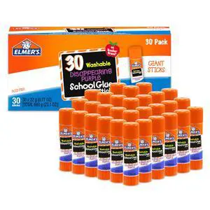 Elmer's Disappearing Purple School Glue Sticks, Washable, 22 Grams, 30 Count - Classroom Essentials, Arts & Crafts, #1 Teacher Brand Elmer's Disappearing Purple School Glue Sticks, Washable, 22 Grams, 30 Count - Classroom Essentials, Arts & Crafts, #1 Teacher Brand