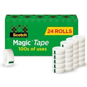 Scotch Magic Tape, Invisible, Home Office Supplies and Back to School Supplies for College and Classrooms, 24 Rolls Scotch Magic Tape, Invisible, Home Office Supplies and Back to School Supplies for College and Classrooms, 24 Rolls