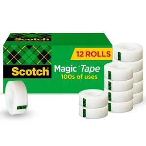 Scotch Magic Tape, Invisible, Home Office Supplies and Back to School Supplies for College and Classrooms, 12 Rolls Scotch Magic Tape, Invisible, Home Office Supplies and Back to School Supplies for College and Classrooms, 12 Rolls