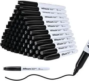 Affisure Permanent markers, 100 packs permanent markers bulk, quick dryingin one second, waterproof, smooth, noteasy to erase, durable, can be markedon glass, tiles and cloth, office supplies Affisure Permanent markers, 100 packs permanent markers bulk, quick dryingin one second, waterproof, smooth, noteasy to erase, durable, can be markedon glass, tiles and cloth, office supplies