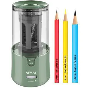 AFMAT Electric Pencil Sharpener, Auto Stop, Super Sharp & Fast, Electric Pencil Sharpener Plug in for 6-12mm No.2/Colored Pencils/Office/Home PS94 AFMAT Electric Pencil Sharpener, Auto Stop, Super Sharp & Fast, Electric Pencil Sharpener Plug in for 6-12mm No.2/Colored Pencils/Office/Home PS94