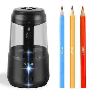 ZMOL Electric Pencil Sharpener with Helical Blade, Auto Stop, 5-Speed Adjustment for No.2 & Colored Pencils (6-10mm), AC Adapter/USC/Battery Powered for Classroom, Office, Home Use ZMOL Electric Pencil Sharpener with Helical Blade, Auto Stop, 5-Speed Adjustment for No.2 & Colored Pencils (6-10mm), AC Adapter/USC/Battery Powered for Classroom, Office, Home Use