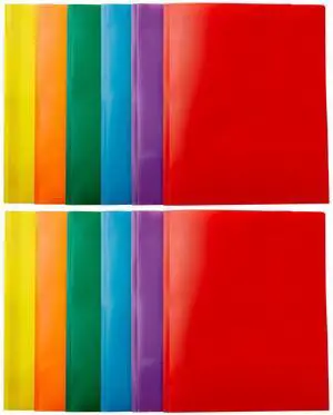 Amazon Basics Heavy Duty Plastic Folders with 2 Pockets for Documents, Letter Size Paper, School Supplies Organization, Assorted Colors, Pack of 12 Amazon Basics Heavy Duty Plastic Folders with 2 Pockets for Documents, Letter Size Paper, School Supplies Organization, Assorted Colors, Pack of 12