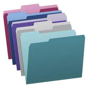 Pendaflex Two Tone Color File Folders, Letter Size, Assorted Colors (Teal, Violet, Gray, Navy and Burgundy), 1/3-Cut Tabs, 5 Color, 100/Box, (02315) Pendaflex Two Tone Color File Folders, Letter Size, Assorted Colors (Teal, Violet, Gray, Navy and Burgundy), 1/3-Cut Tabs, 5 Color, 100/Box, (02315)