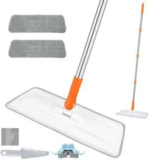 wlich Microfiber Mop for Cleaning Floors,55 Inch Extendable Flat Mop with 2 Reusable Washable Pads, Wet Dry and Dust Mops for Bathroom Kitchen, Floor,Ceramic TilesOrange+White wlich Microfiber Mop for Cleaning Floors,55 Inch Extendable Flat Mop with 2 Reusable Washable Pads, Wet Dry and Dust Mops for Bathroom Kitchen, Floor,Ceramic TilesOrange+White