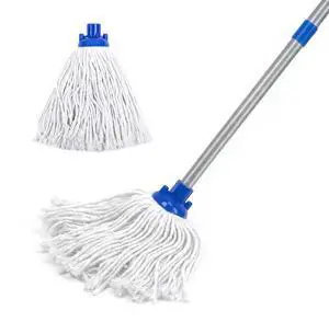 Indoor Mop for Floor Cleaning, Lightweight Cotton Mop with 2 Washable Heads Indoor Mop for Floor Cleaning, Lightweight Cotton Mop with 2 Washable Heads
