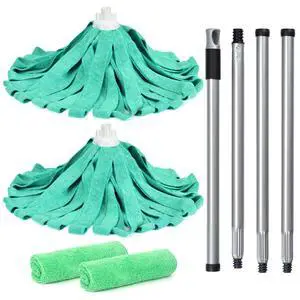 Matthew Microfiber Cloth Mop Compatible with Ceda Microfiber Cloth Mop Refill Commercial Replacement 54" Stainless Steel Handle with 2 Wet Mop Heads w/1 Handle Incl.2Pcs Microfiber Towels-Green Matthew Microfiber Cloth Mop Compatible with Ceda Microfiber Cloth Mop Refill Commercial Replacement 54" Stainless Steel Handle with 2 Wet Mop Heads w/1 Handle Incl.2Pcs Microfiber Towels-Green