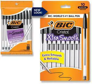 Cristal Xtra Smooth Ballpoint Pen, Medium Point (1.0mm), Black, For Everyday Writing Activities, 10-Count Cristal Xtra Smooth Ballpoint Pen, Medium Point (1.0mm), Black, For Everyday Writing Activities, 10-Count