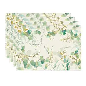 Artoid Mode Eucalyptus Summer Placemats for Dining Table, 12 x 18 Inch Spring Seasonal Holiday Decoration Rustic Vintage Washable Table Mats Set of 4 Beige Artoid Mode Eucalyptus Summer Placemats for Dining Table, 12 x 18 Inch Spring Seasonal Holiday Decoration Rustic Vintage Washable Table Mats Set of 4 Beige