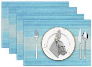 Placemats, Placemats Set of 4, 12x18 Inch Washable Place Mats Easy to Clean Heat Resistant Table Mats Wipeable Placemat for Holiday Party Kitchen Dining Table Decoration, Blue Placemats, Placemats Set of 4, 12x18 Inch Washable Place Mats Easy to Clean Heat Resistant Table Mats Wipeable Placemat for Holiday Party Kitchen Dining Table Decoration, Blue